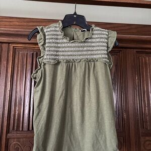 J. Crew Sage Green Ruffle Blouse